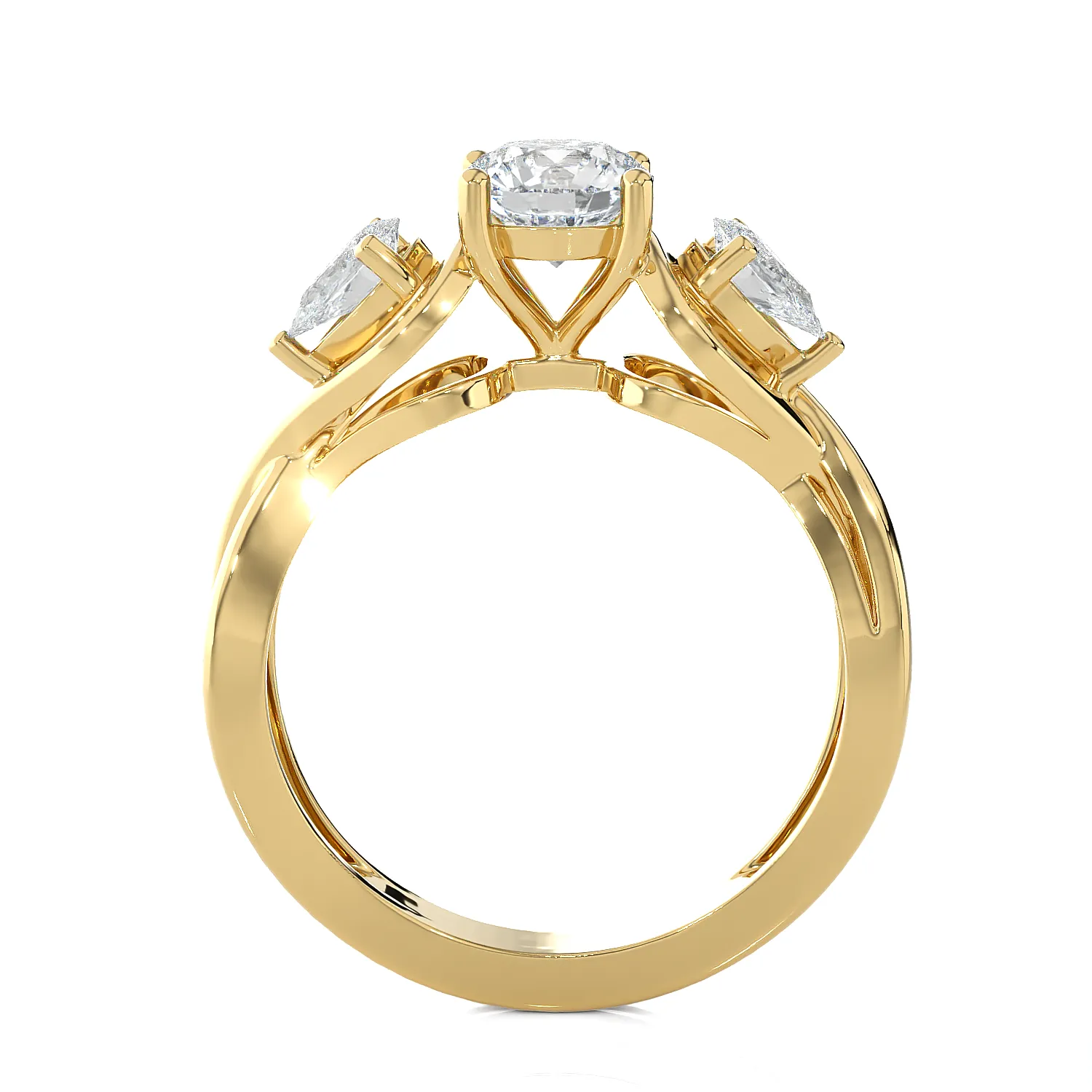 1 1/2 ctw Round with Pear-Shaped Three Stone Lab Grown Diamond Ring