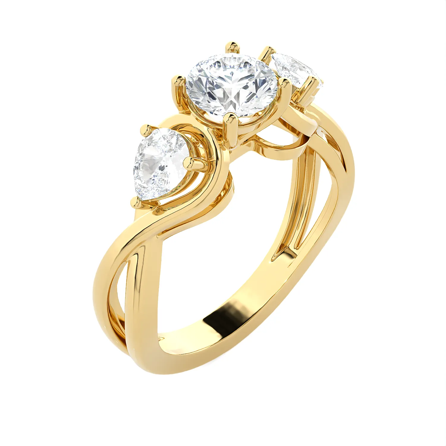 1 1/2 ctw Round with Pear-Shaped Three Stone Lab Grown Diamond Ring