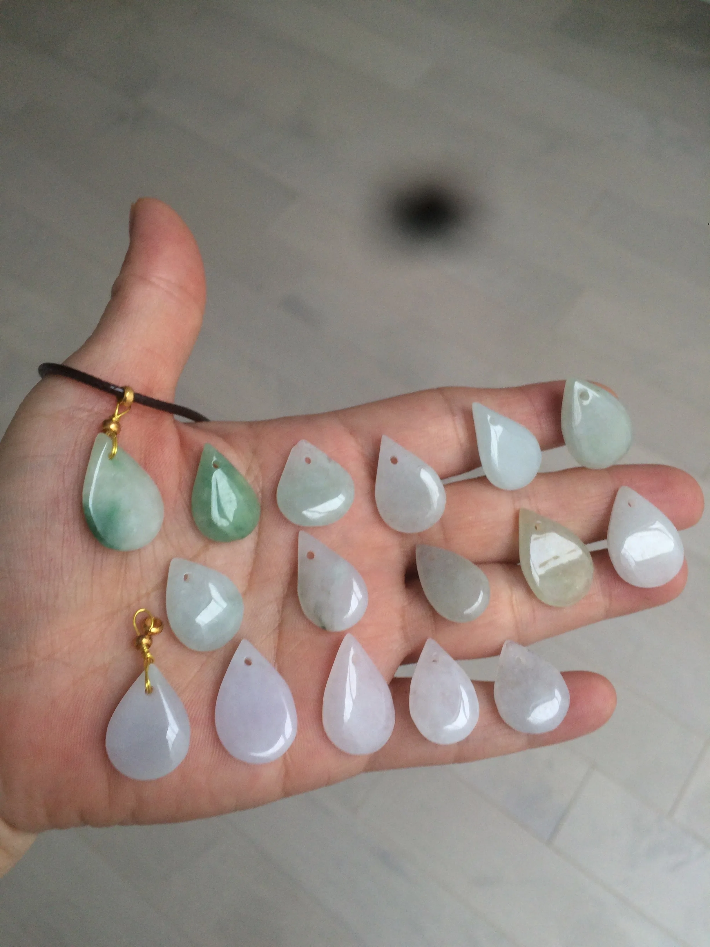 100% natural icy watery green purple white type A jadeite jade water drop pendant necklace group BF18