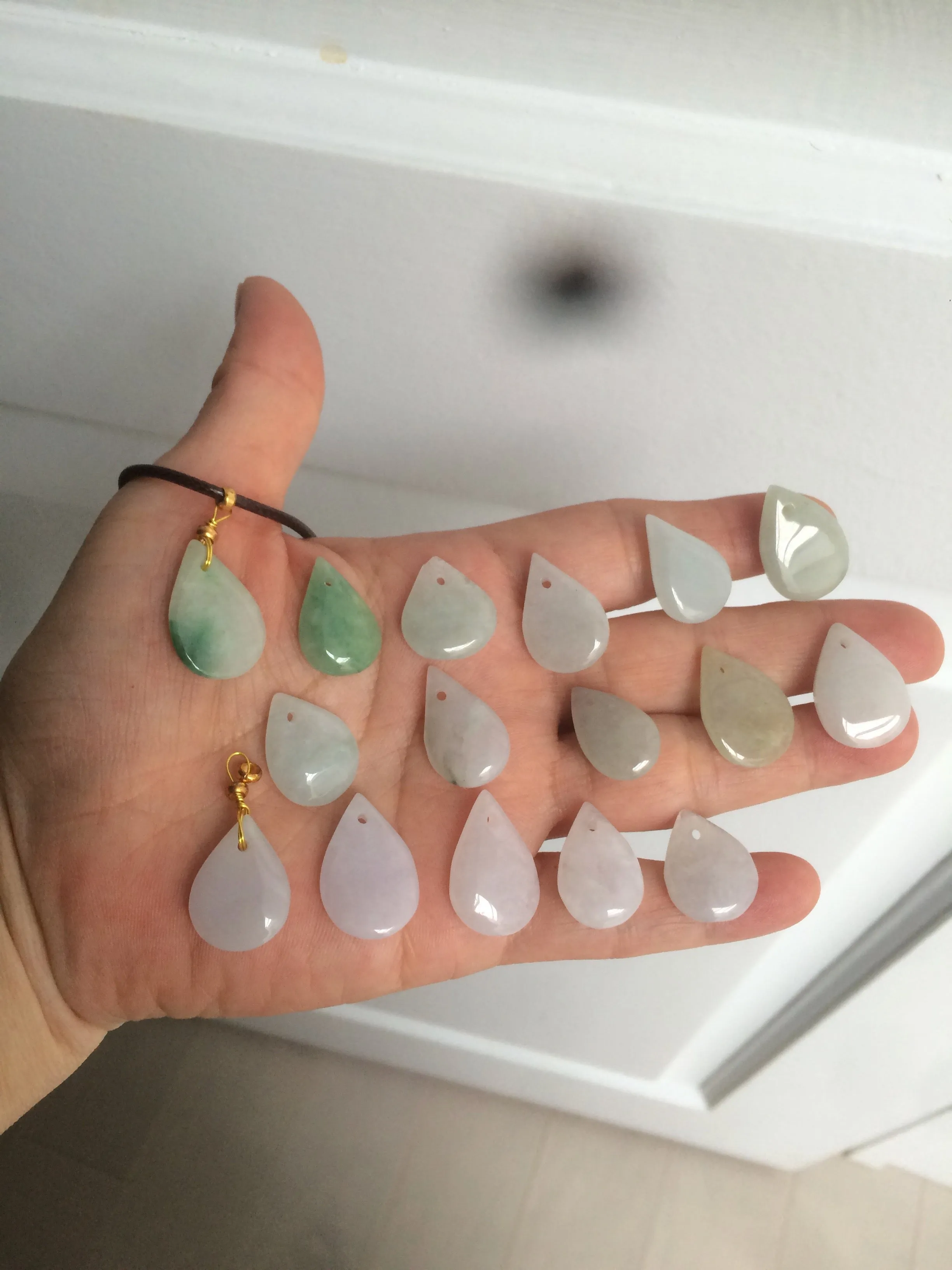 100% natural icy watery green purple white type A jadeite jade water drop pendant necklace group BF18