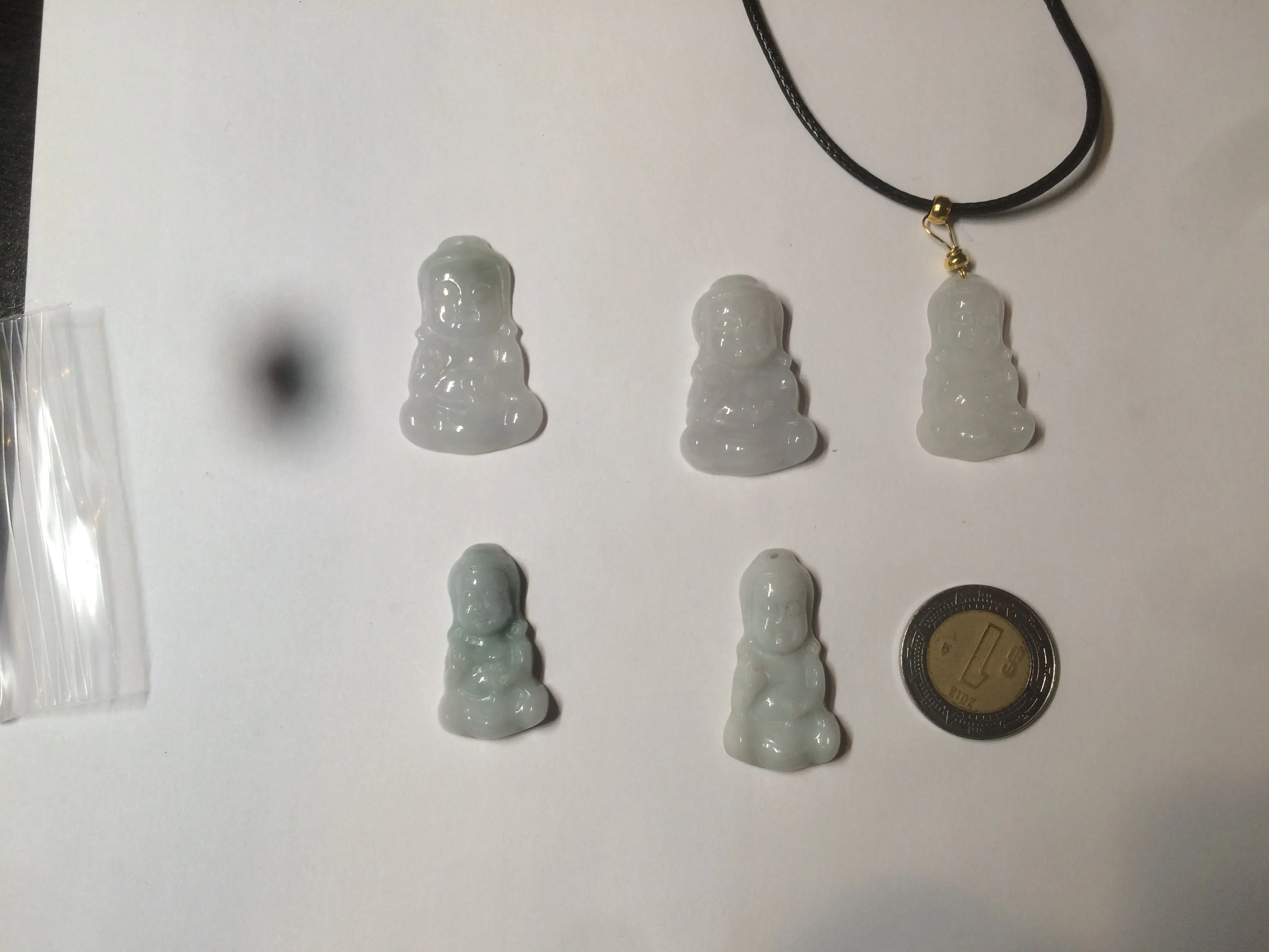 100% Natural light green white jadeite Jade baby buddha (宝宝佛) pendant AX27