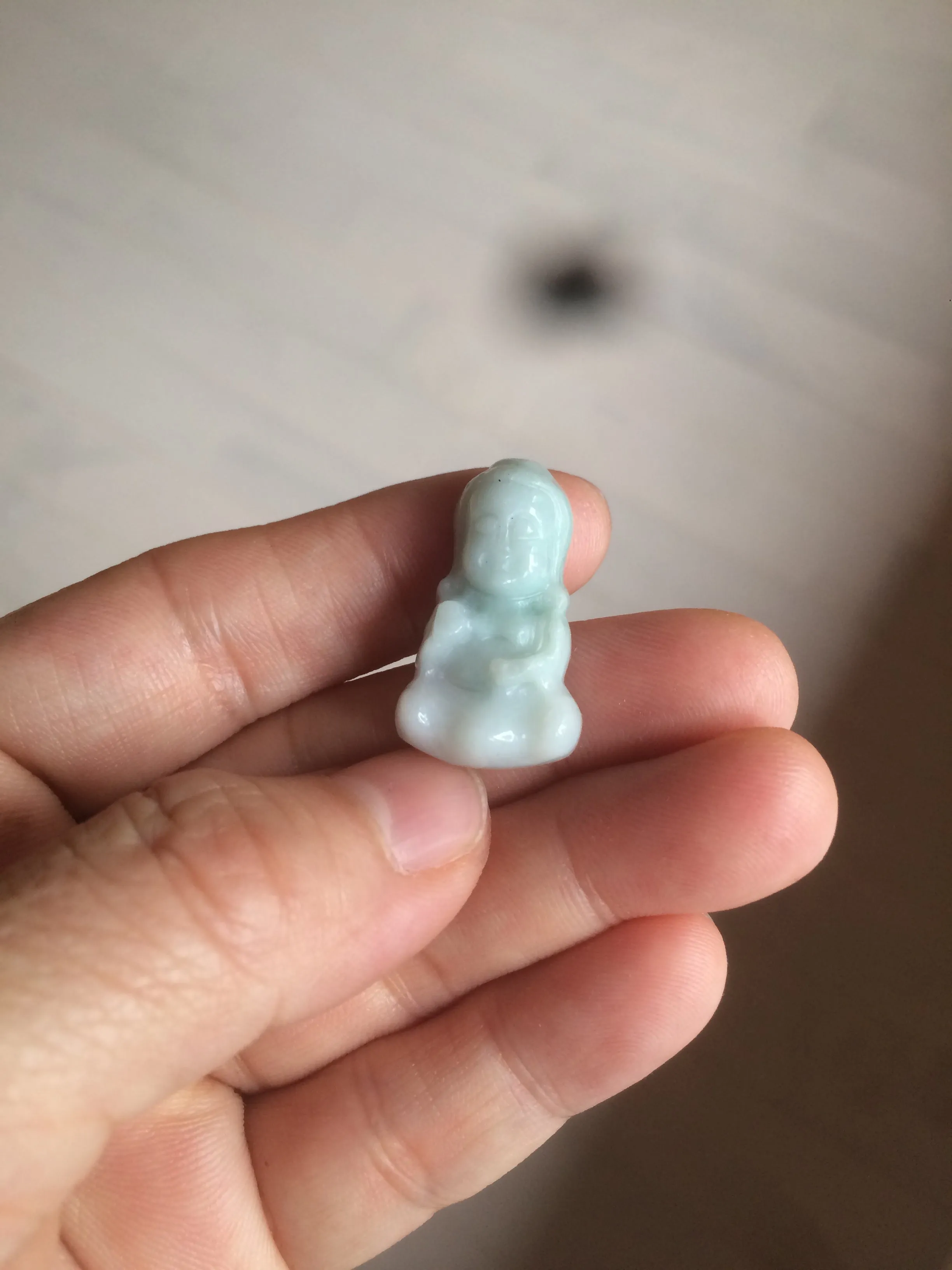 100% Natural light green white jadeite Jade baby buddha (宝宝佛) pendant AX27