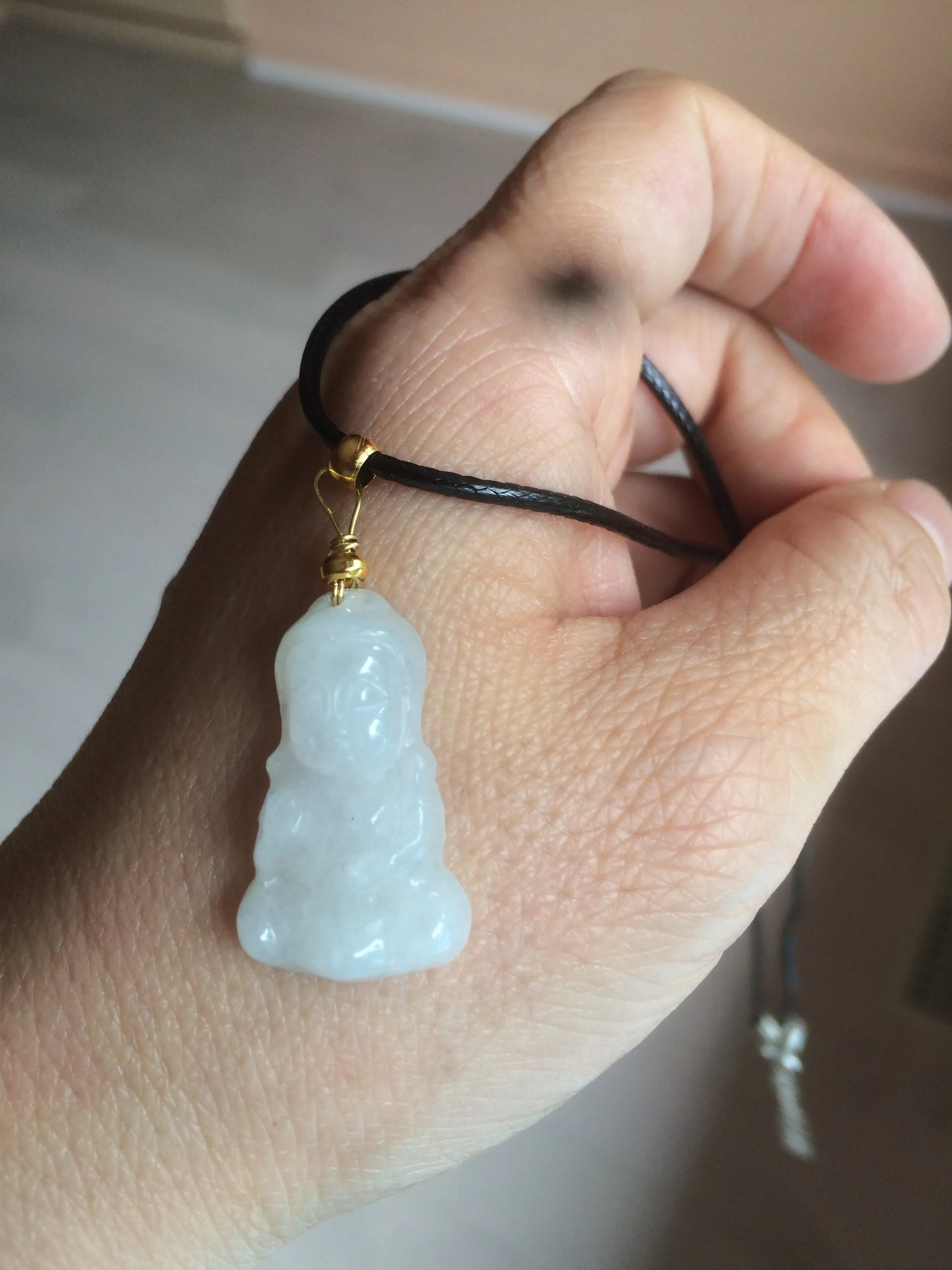 100% Natural light green white jadeite Jade baby buddha (宝宝佛) pendant AX27