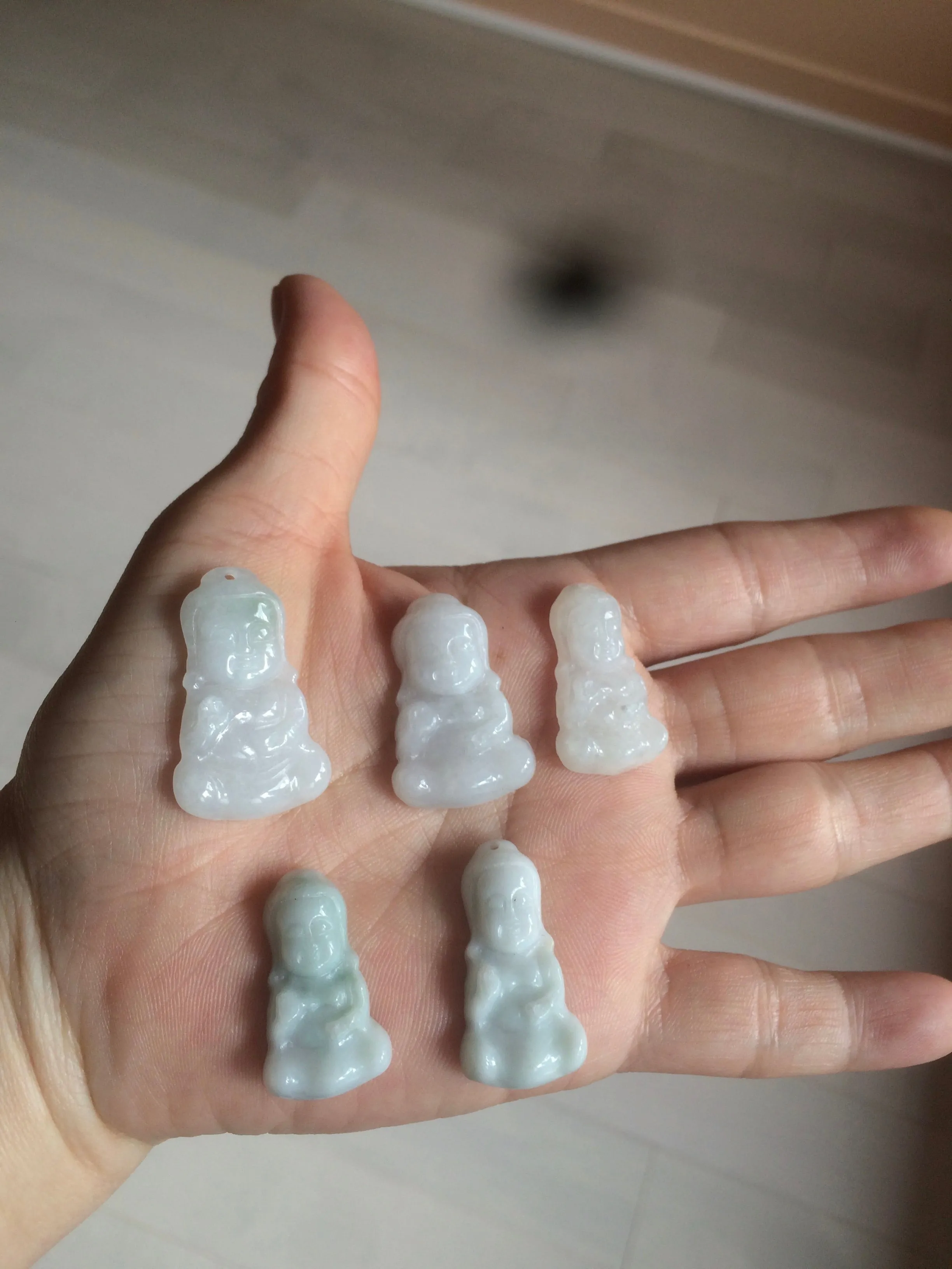 100% Natural light green white jadeite Jade baby buddha (宝宝佛) pendant AX27