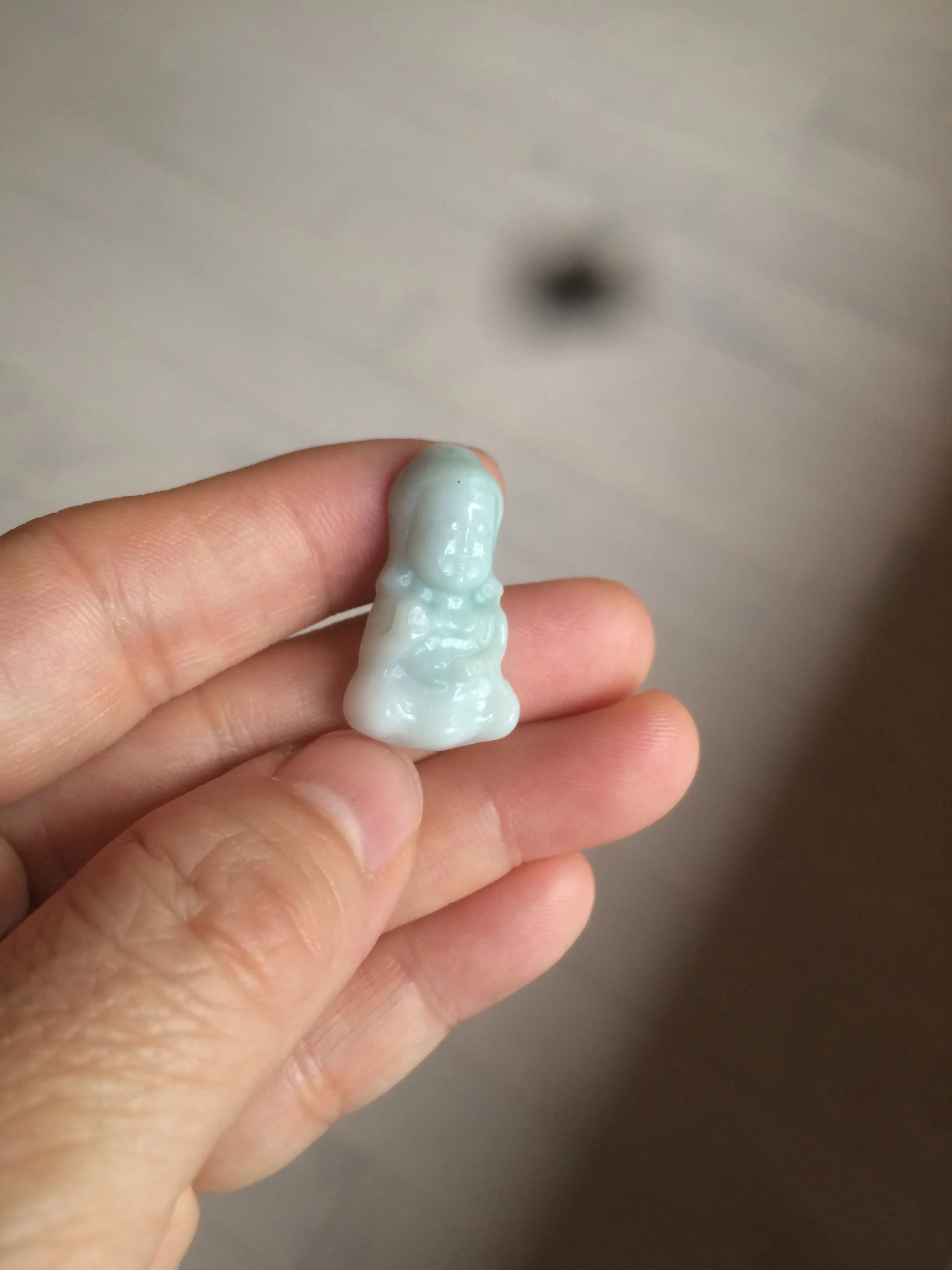 100% Natural light green white jadeite Jade baby buddha (宝宝佛) pendant AX27