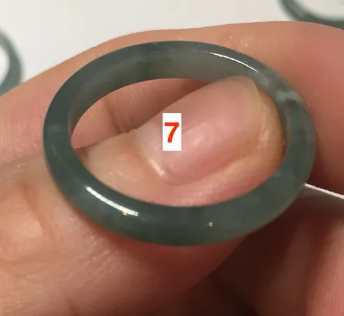 100% natural type A icy watery light green/blue/gray  Guatemala jadeite jade band ring R117