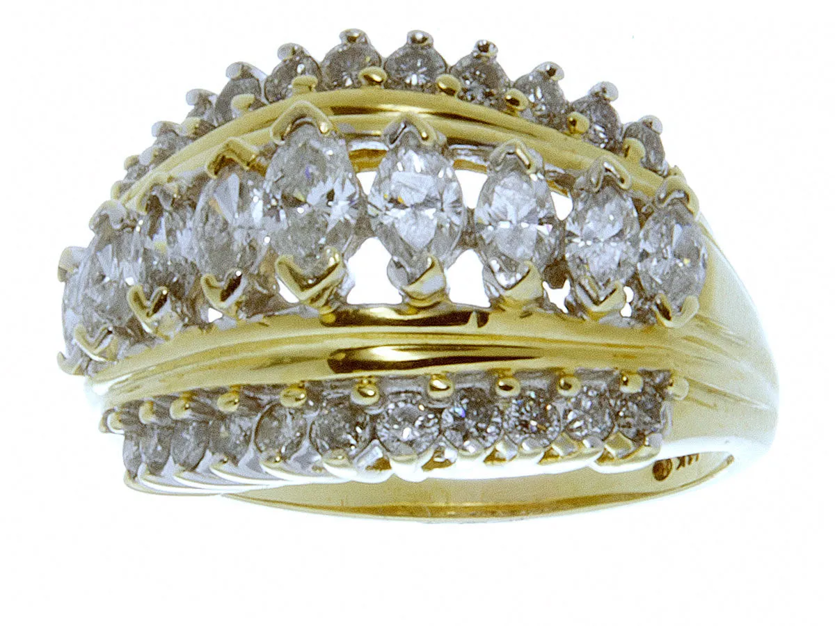 1.30ct Marquise & Round Diamond Band Ring