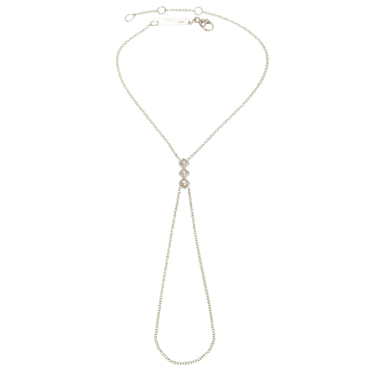 14k 3 Princess Diamond Hand Chain