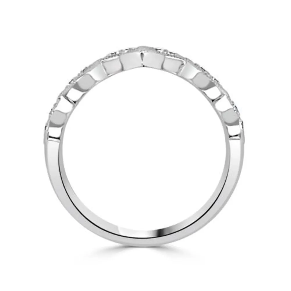 14k Diamond Milgrain Marquise Shape Contour Band