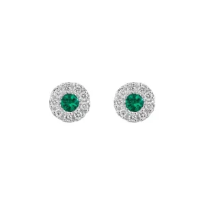 14k Emerald & Diamond Stud Earrings