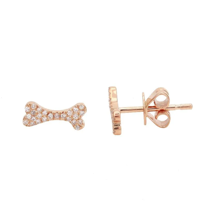 14k Gold & Diamond Dog Bone Earrings - 0.09ct