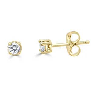 14k Gold & Diamond Round Stud Earrings - 0.25ct