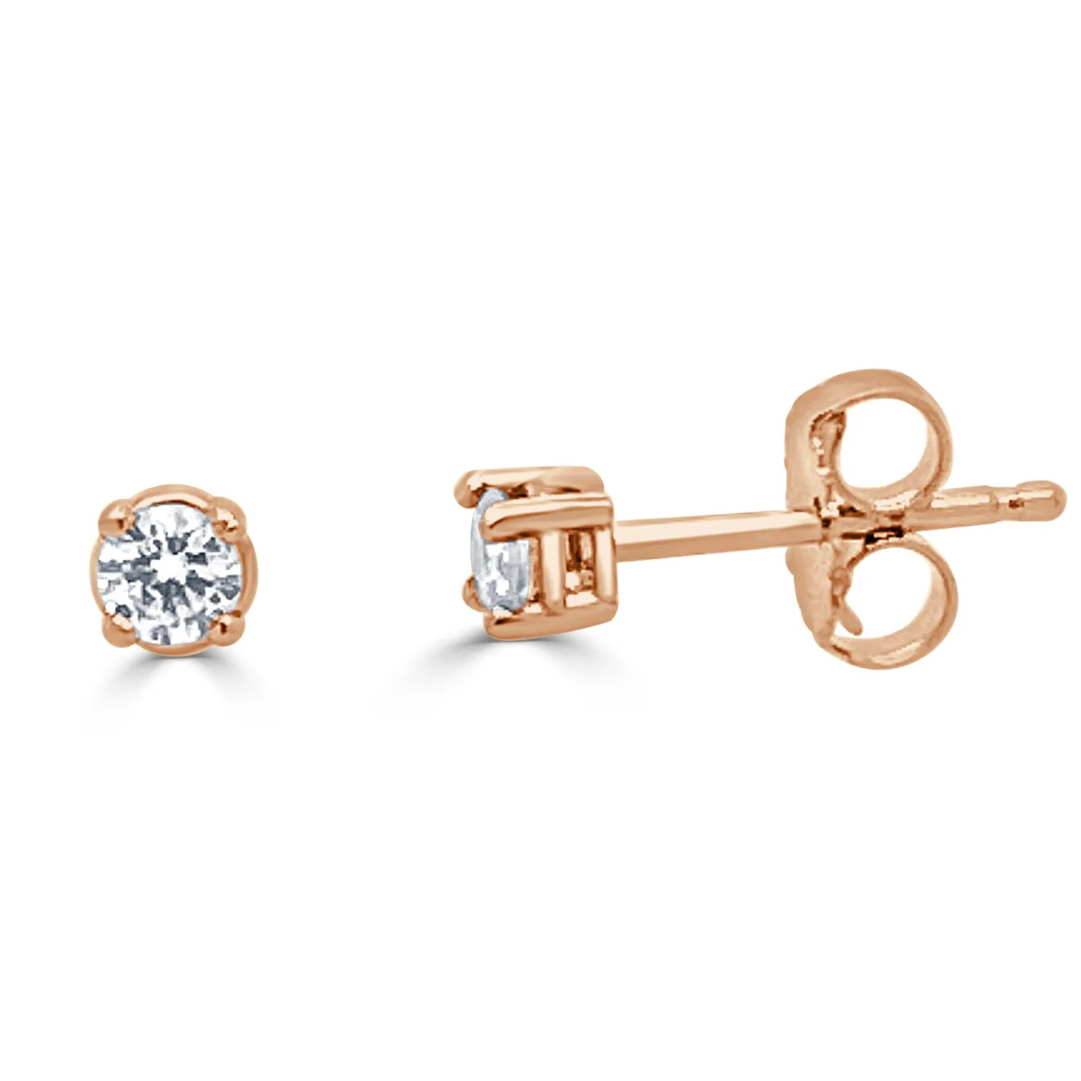 14k Gold & Diamond Round Stud Earrings - 0.25ct