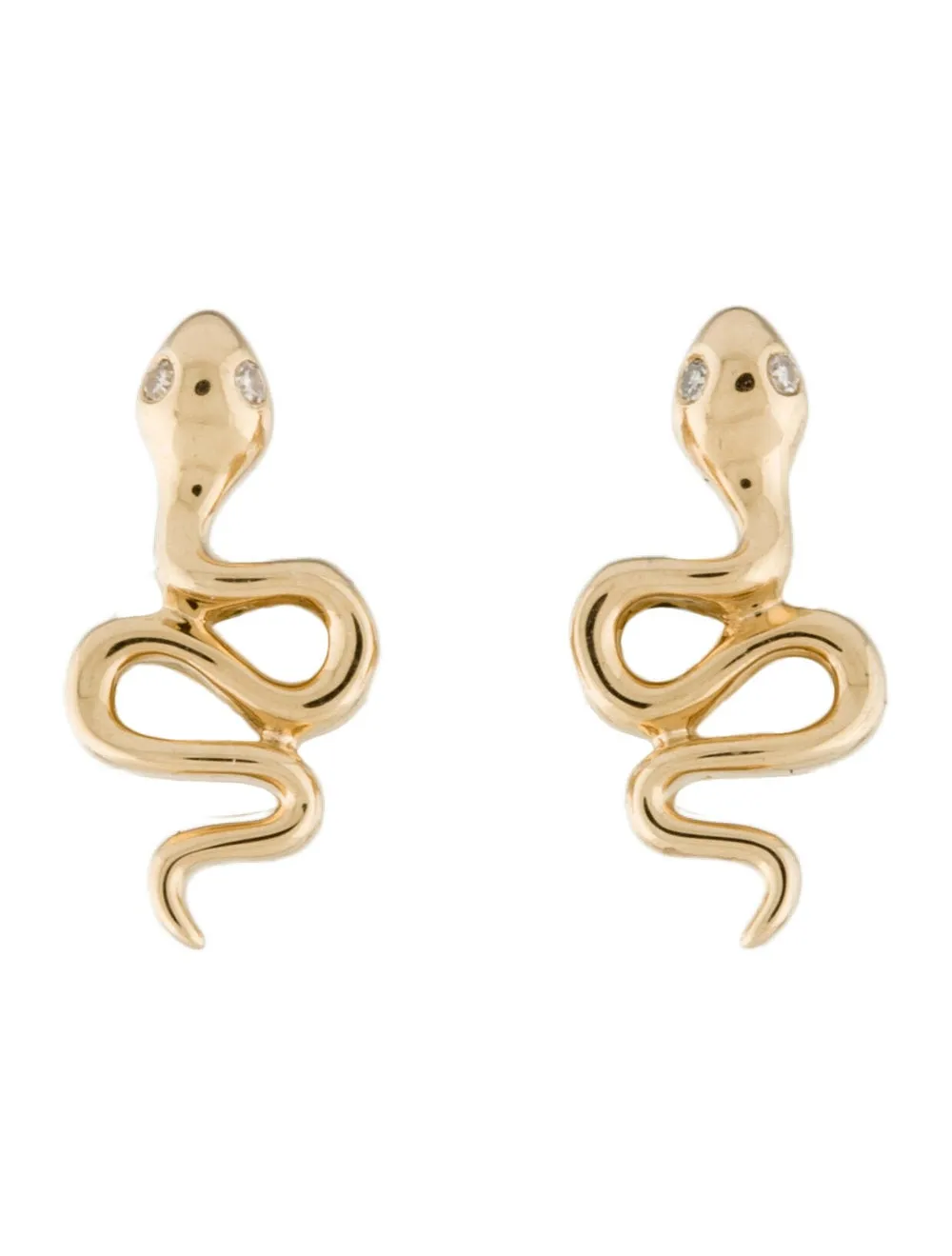 14k Gold & Diamond Snake Studs - 0.01ct