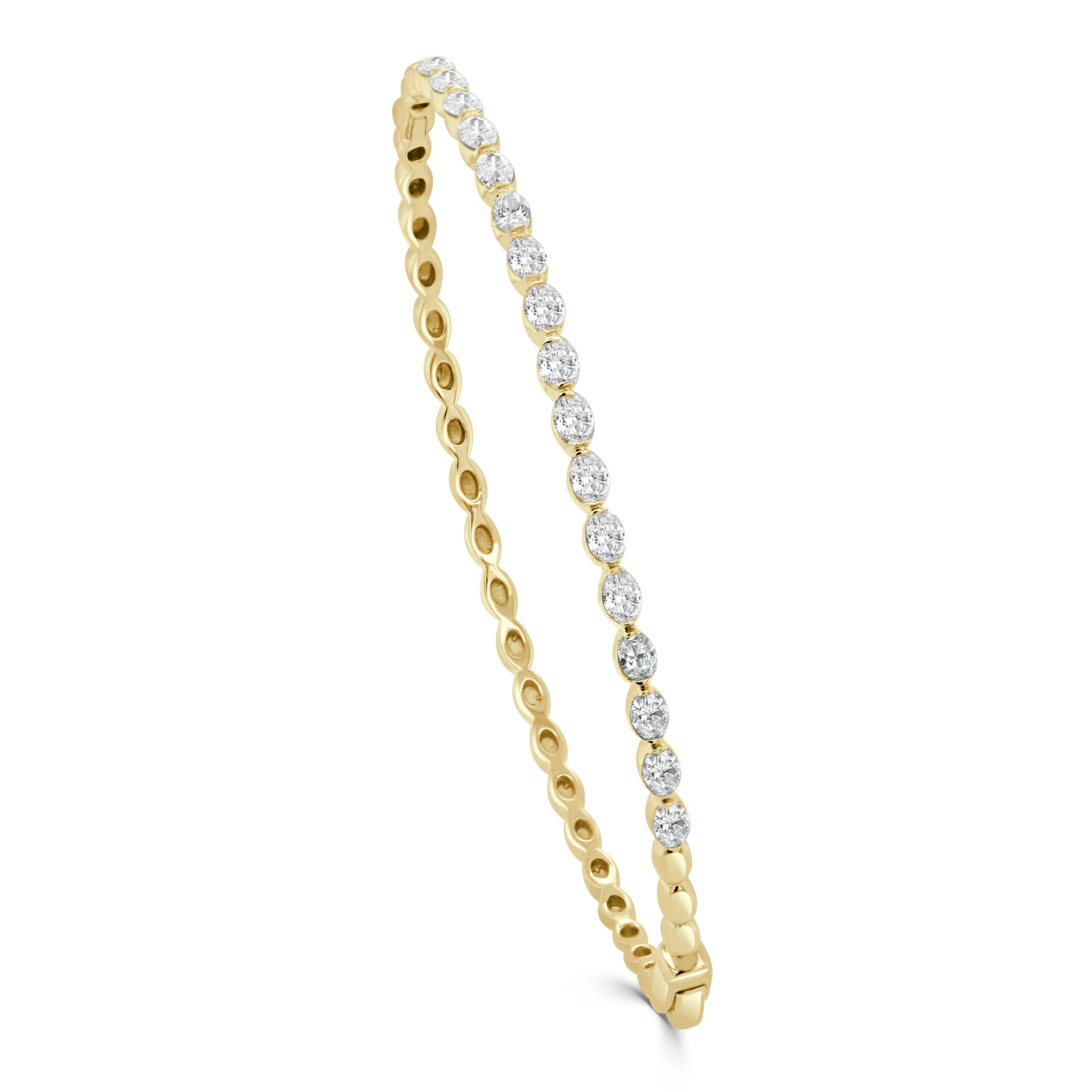 14K Gold & Oval Diamond Bangle Bracelet - 1.30 ct.