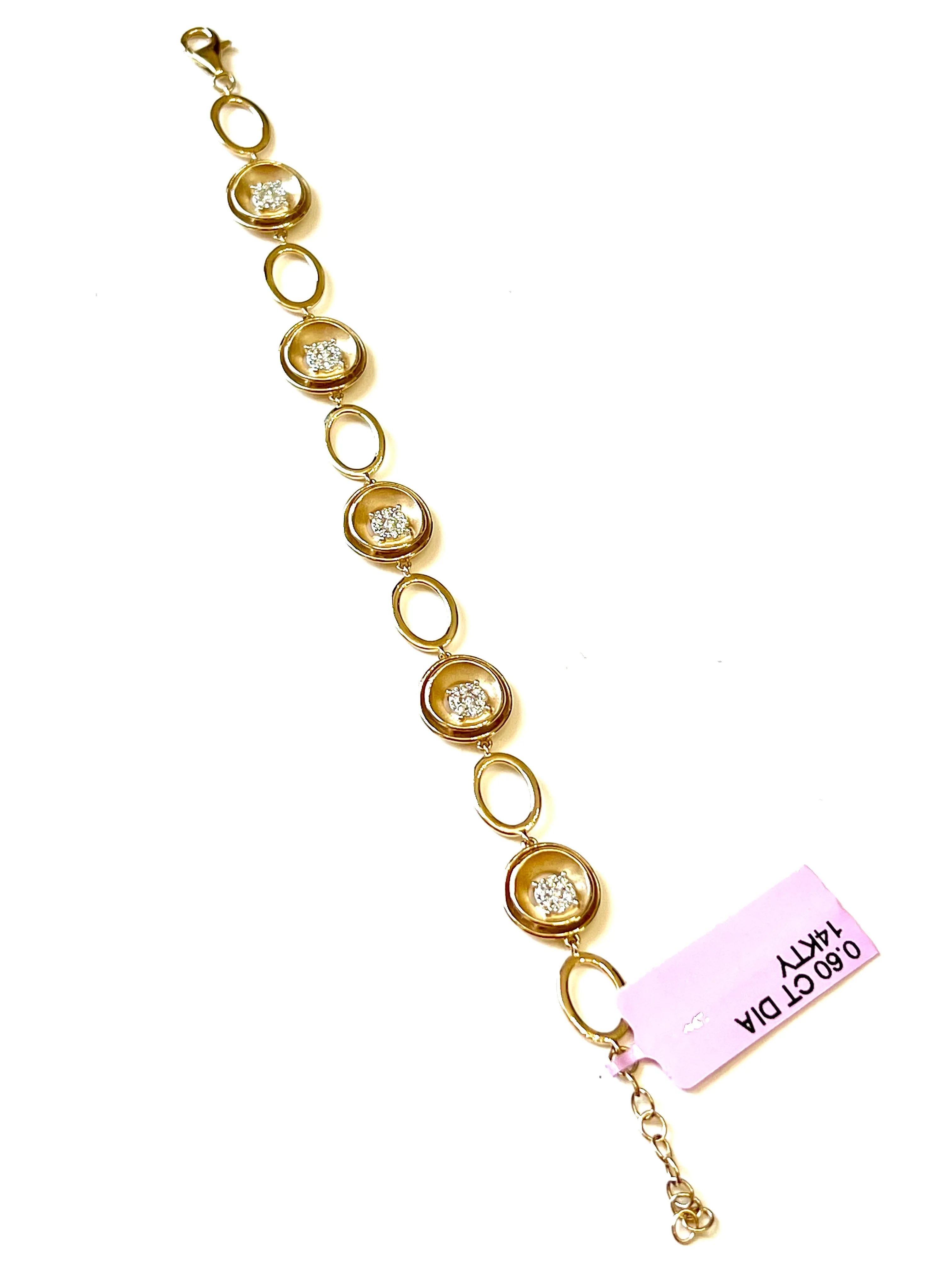 14K GOLD DROPLET ALL AROUND DIAMOND BRACELET