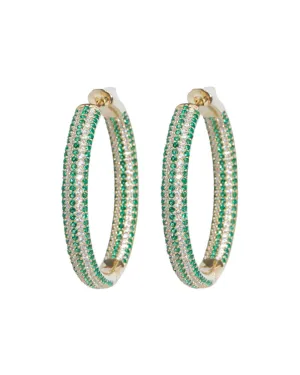 14k Gold Vermeil Tire Crystal Hoop Earrings