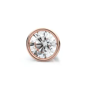 14k Rose Gold Bezel Round Diamond Single Stud Earring 0.37ctw (4.5mm Ea), H-i Color, Si Clarity