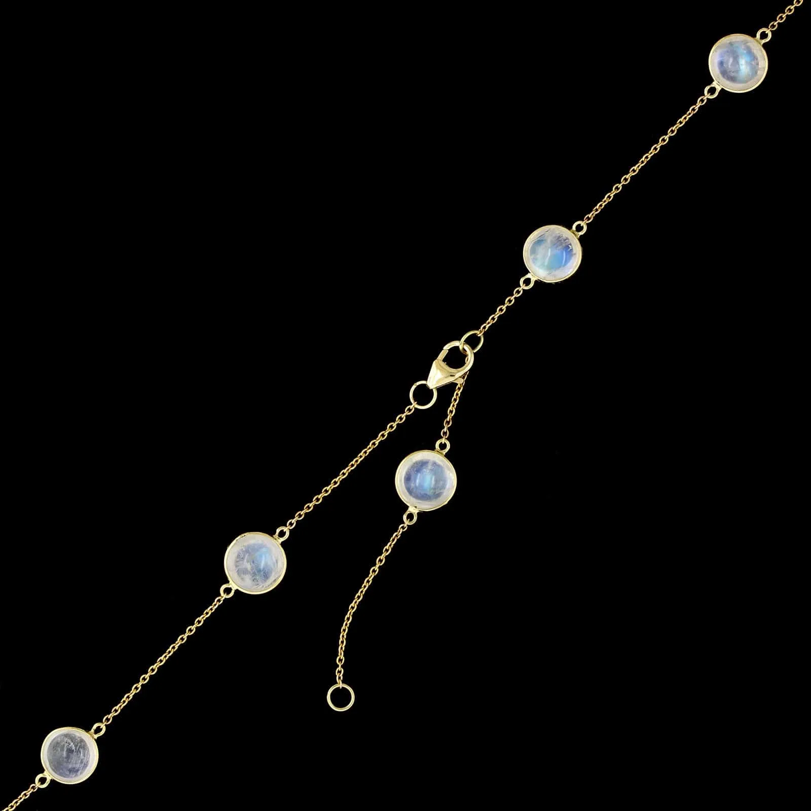 14K Yellow Gold Estate Rainbow Moonstone Necklace