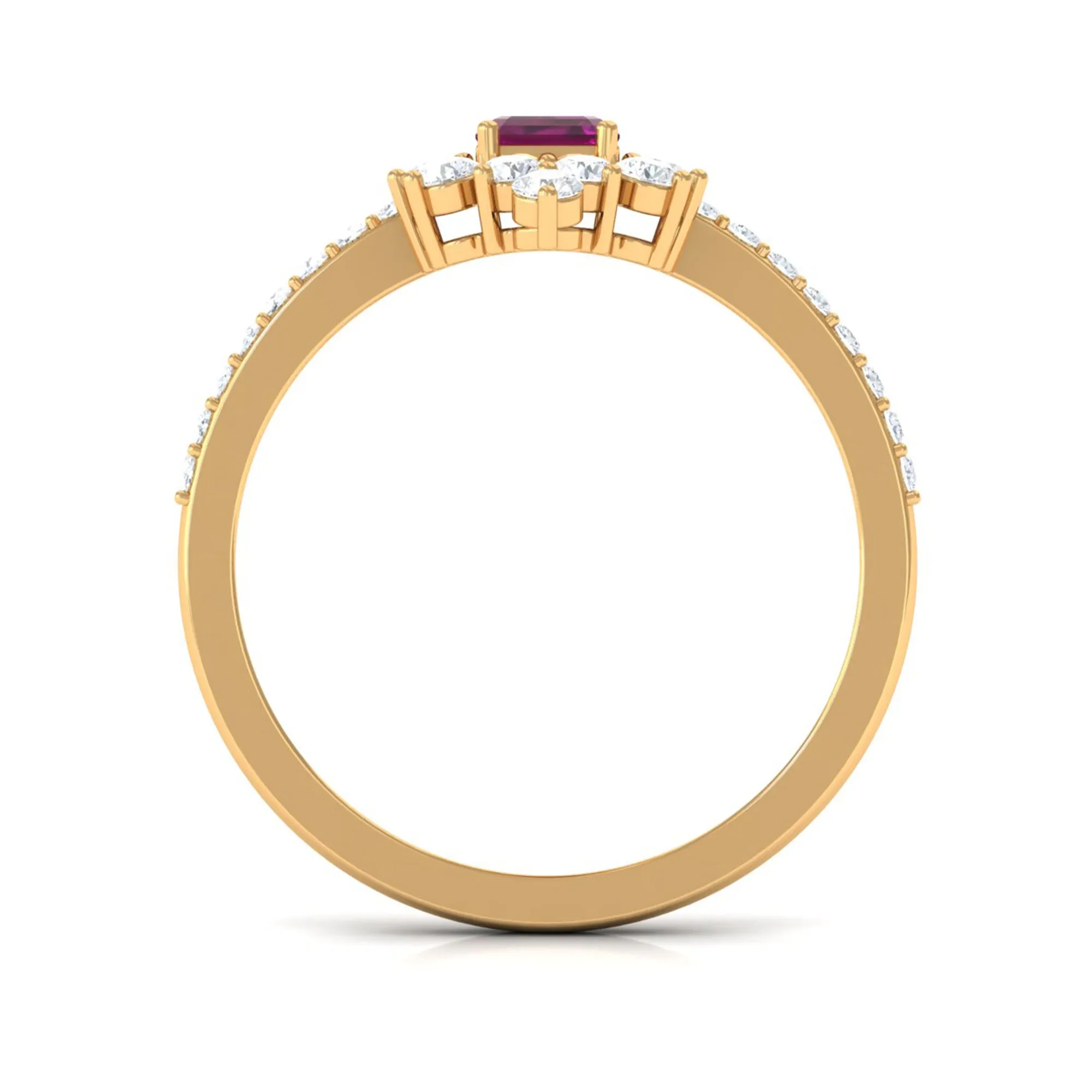 1.75 CT Rhodolite Vintage Inspired Ring with Diamond Halo