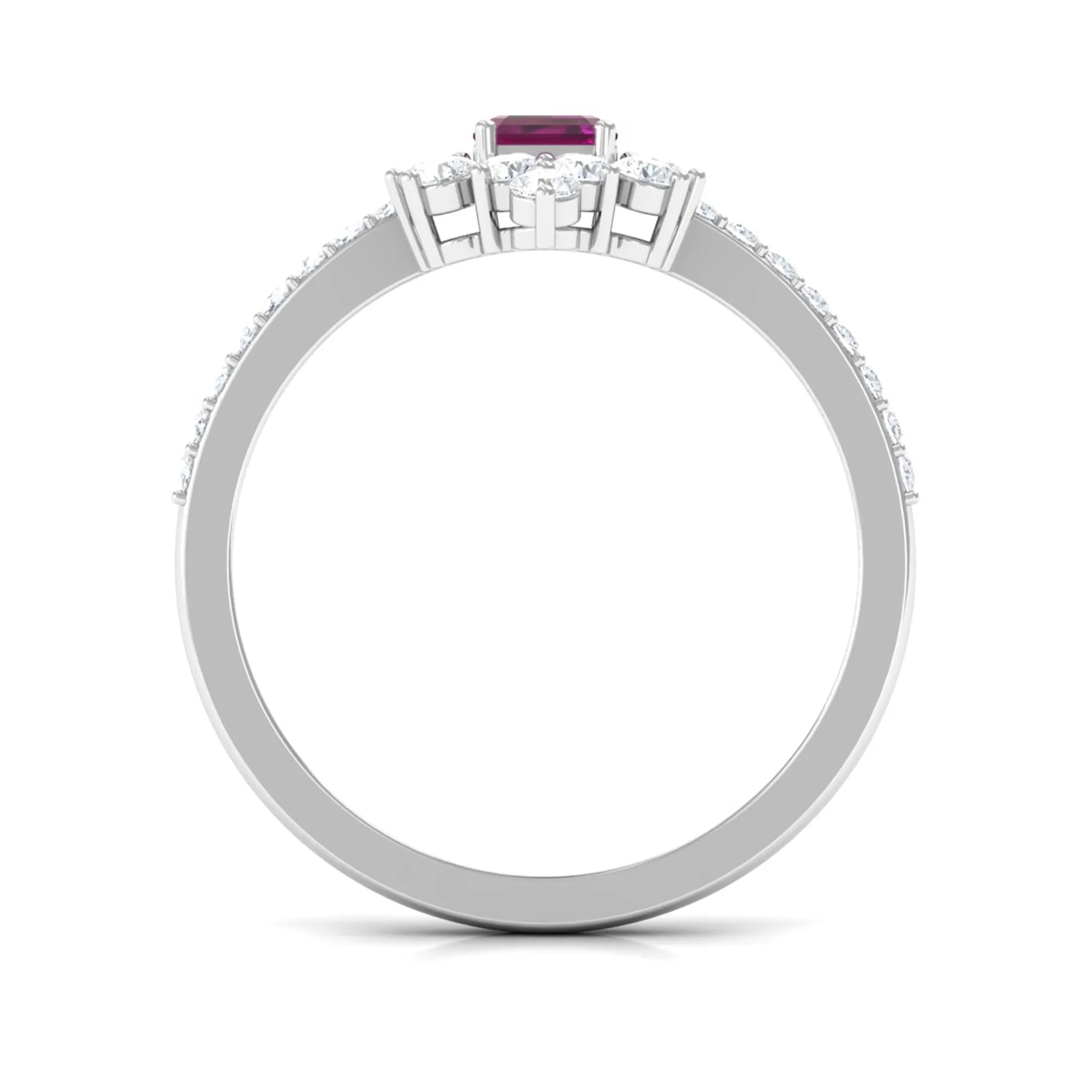 1.75 CT Rhodolite Vintage Inspired Ring with Diamond Halo