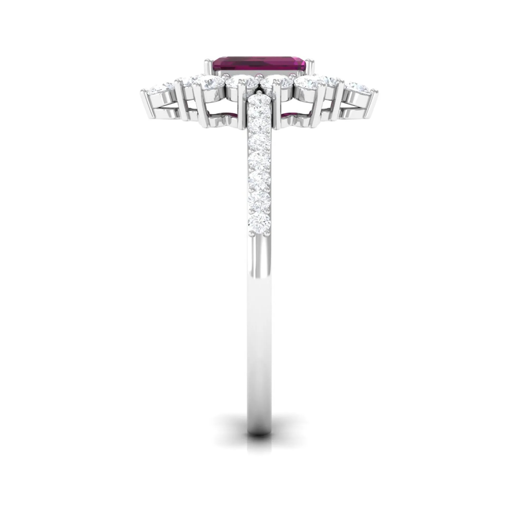 1.75 CT Rhodolite Vintage Inspired Ring with Diamond Halo