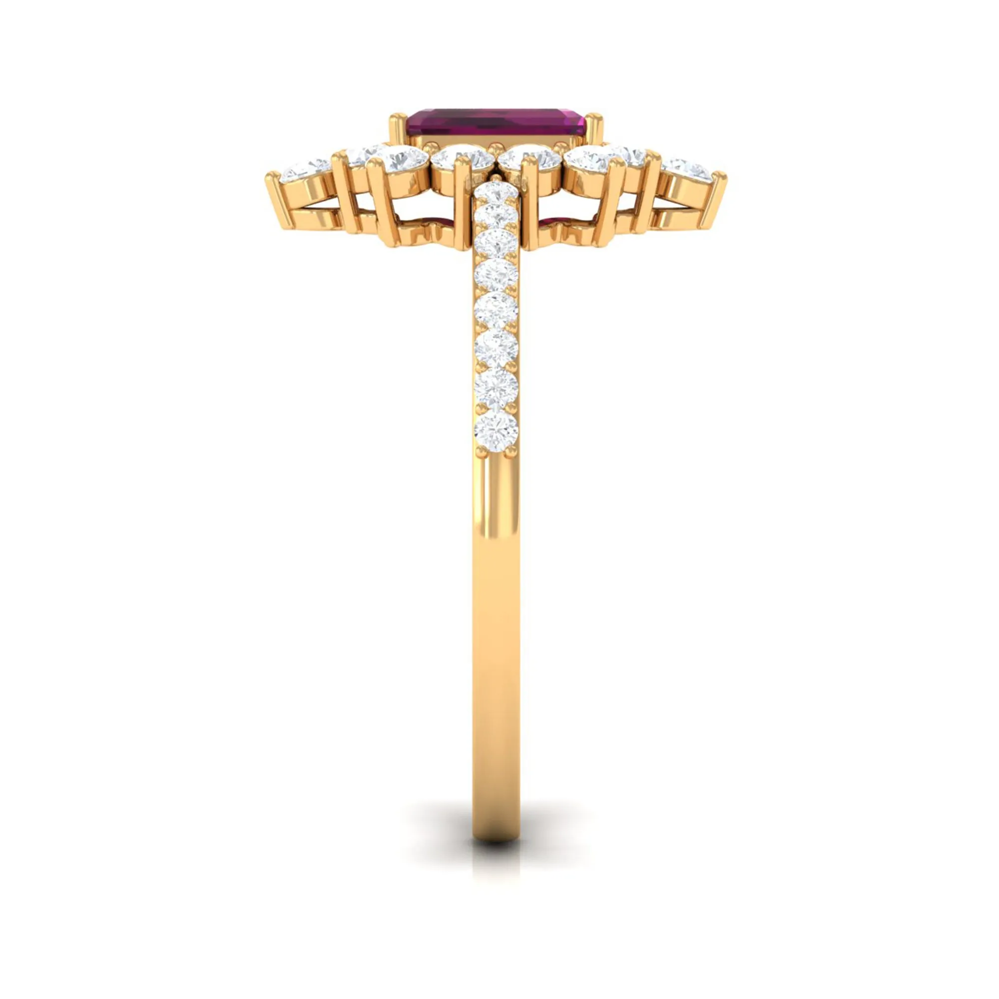 1.75 CT Rhodolite Vintage Inspired Ring with Diamond Halo