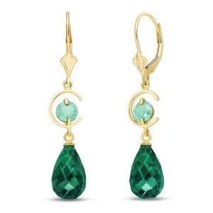 18.6 Carat 14K Solid Yellow Gold Moonlight Emerald Earrings