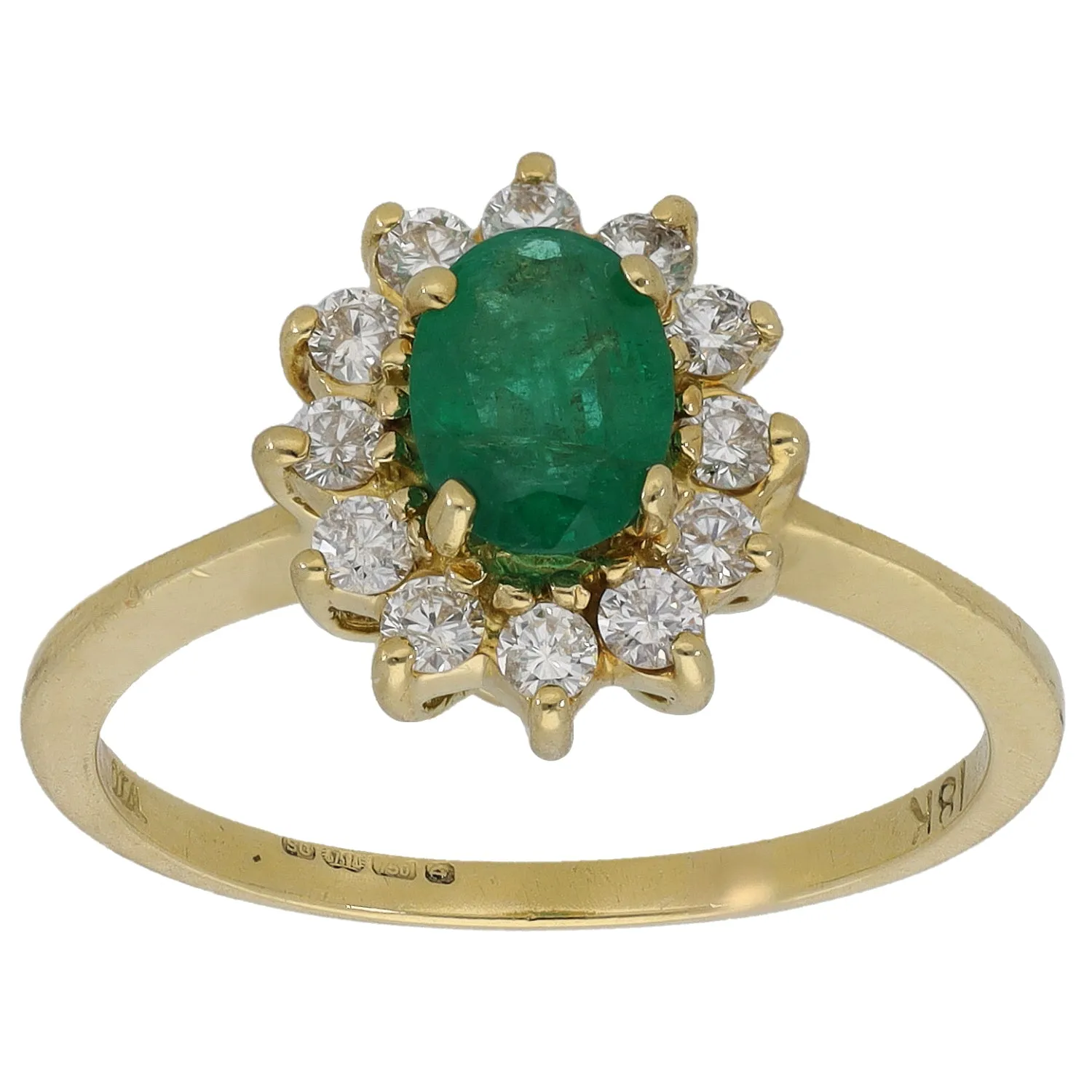 18ct Gold 0.33ct Diamond & Emerald Dress/Cocktail Ring Size N