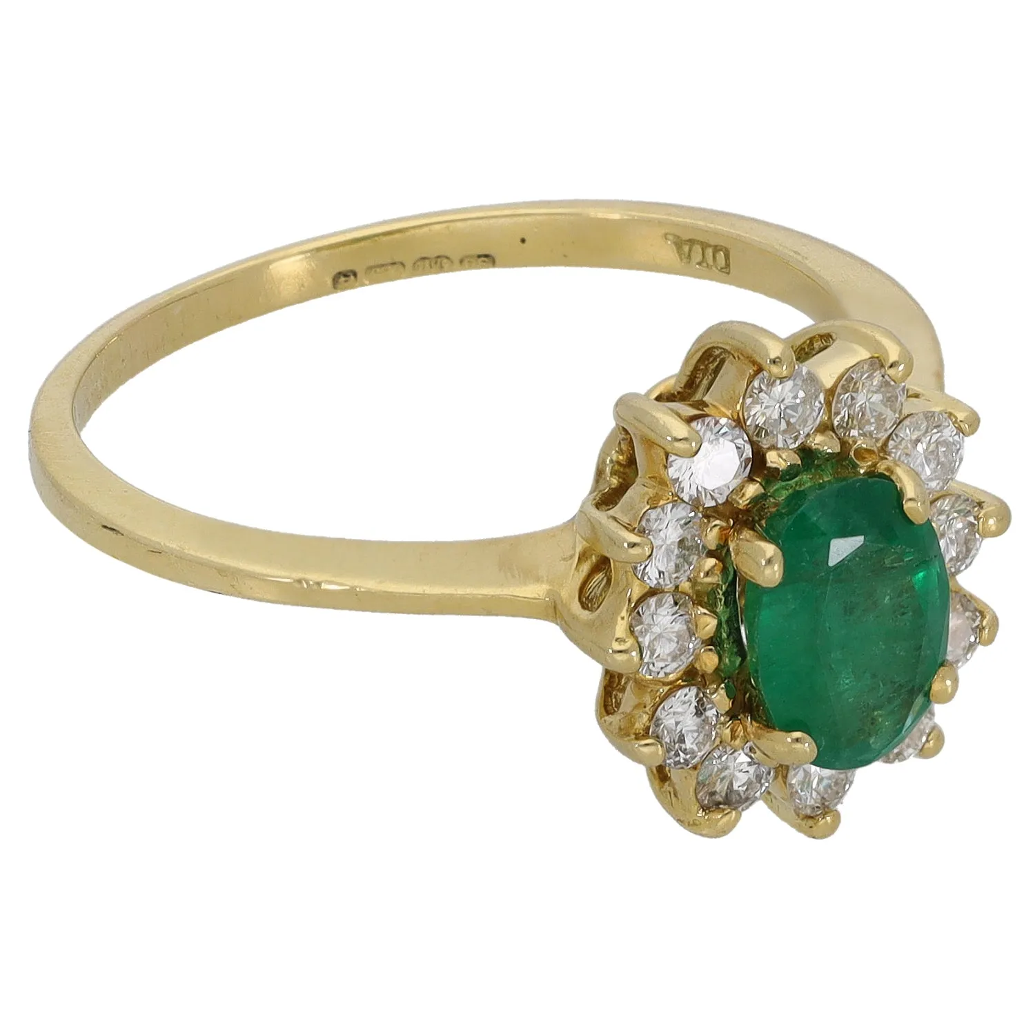 18ct Gold 0.33ct Diamond & Emerald Dress/Cocktail Ring Size N