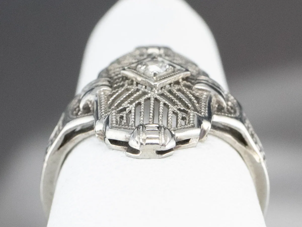 18K Gold Art Deco Diamond Dinner Ring