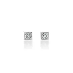 18k Gold Rhombus Shape Diamond Earring