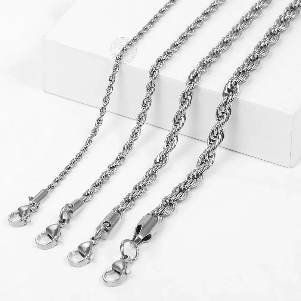 2-6mm Gold Silver Color Rope Chain Bracelets For Men Women Stainless Steel Twisted Rope Link Chain Anklet Adjustable DKB682