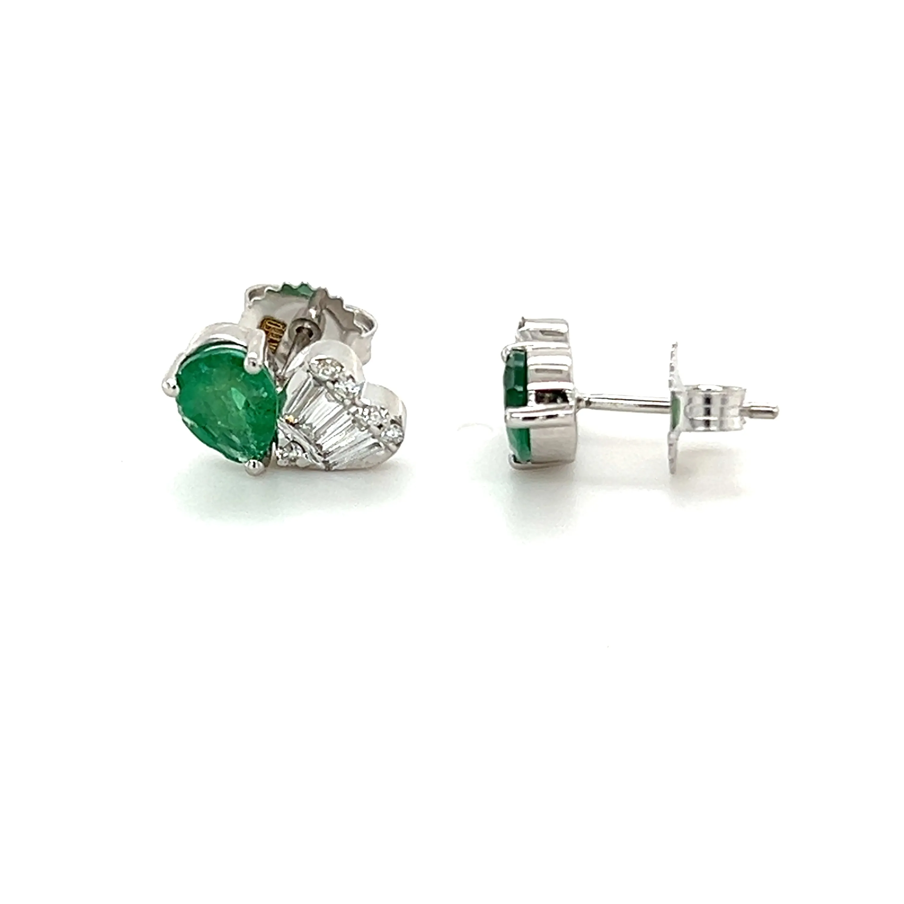 2 Stone Multishape Diamond Illusion Emerald Studs