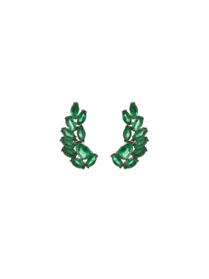 2.71ct Emerald 18K Gold Cluster Climber Earrings