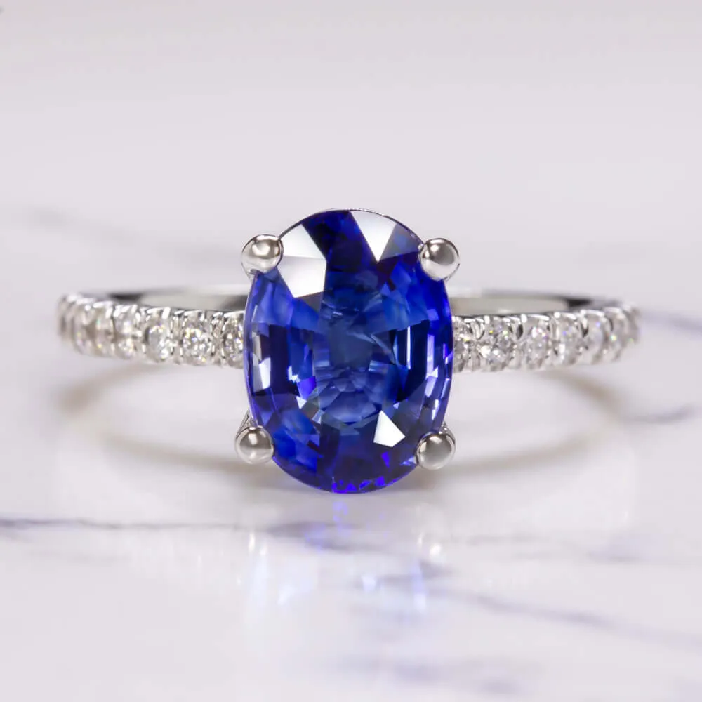 3 CARAT OVAL SHAPE SAPPHIRE DIAMOND RING PLATINUM ENGAGEMENT COCKTAIL PAVE BAND