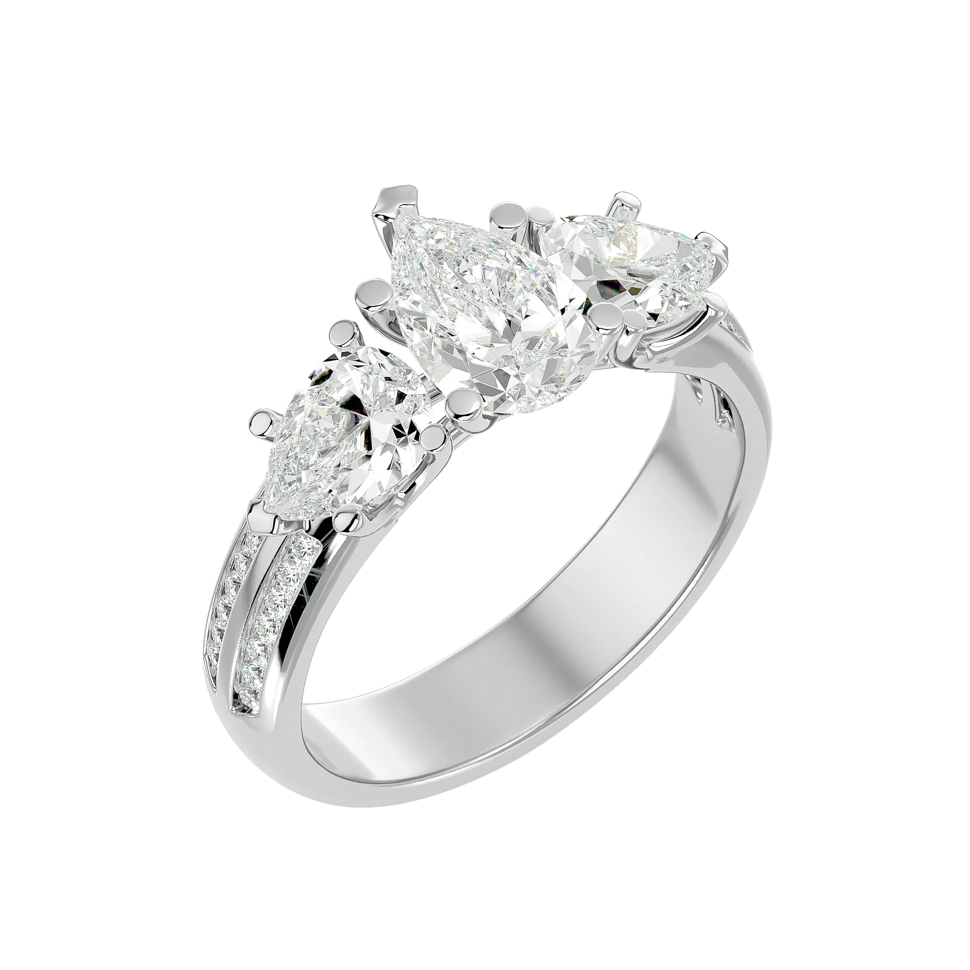 3 ctw Pear-Shaped Three Stone Lab Grown Diamond Ring