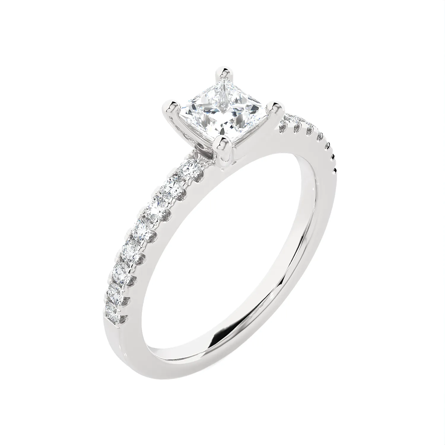 3/4 ctw Round Lab Grown Diamond Side Stone Engagement Ring