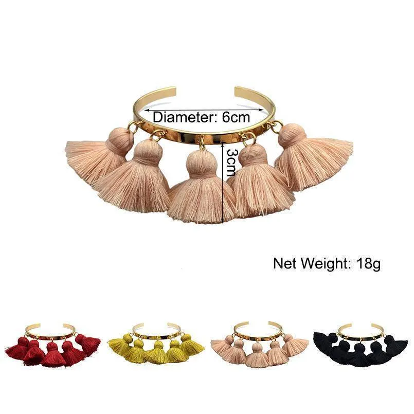 4 Colors Bohemia Tassel Charm Bangle Bracelets