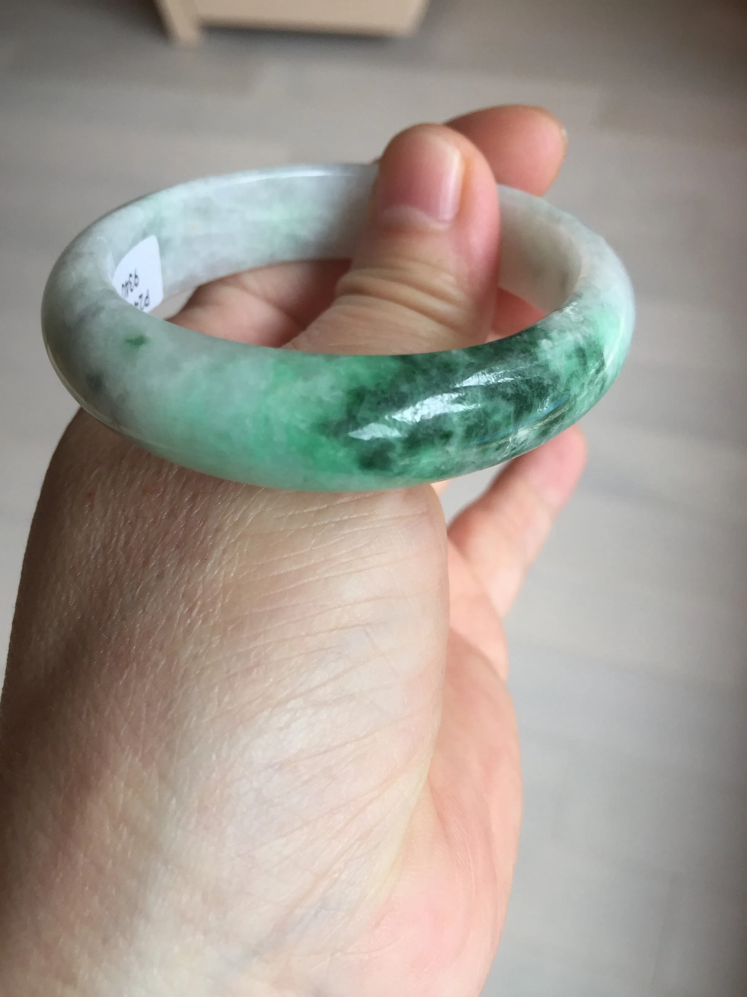 47mm certified 100% natural Type A sunny green white oval jadeite jade bangle BP49-9340