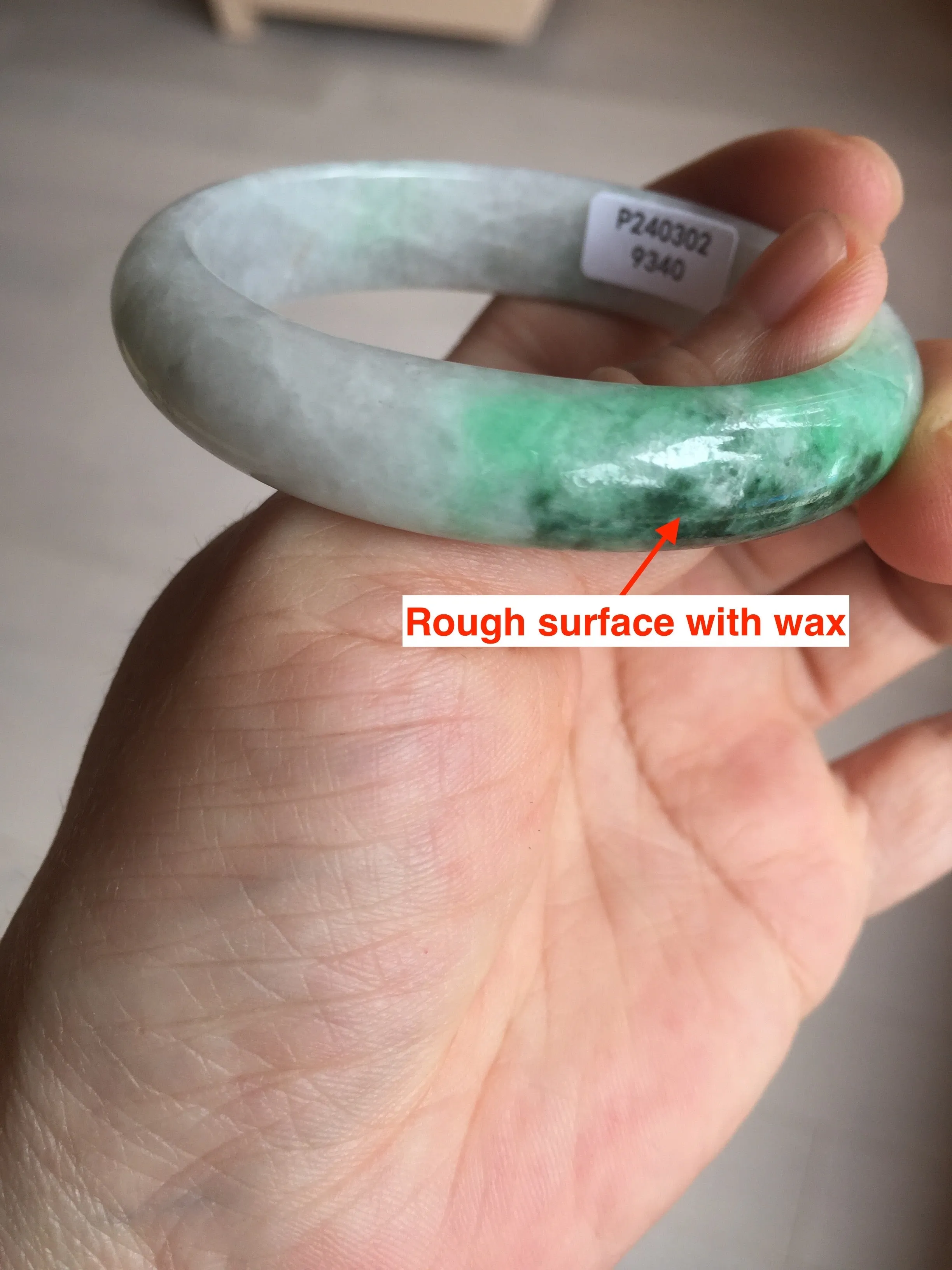 47mm certified 100% natural Type A sunny green white oval jadeite jade bangle BP49-9340