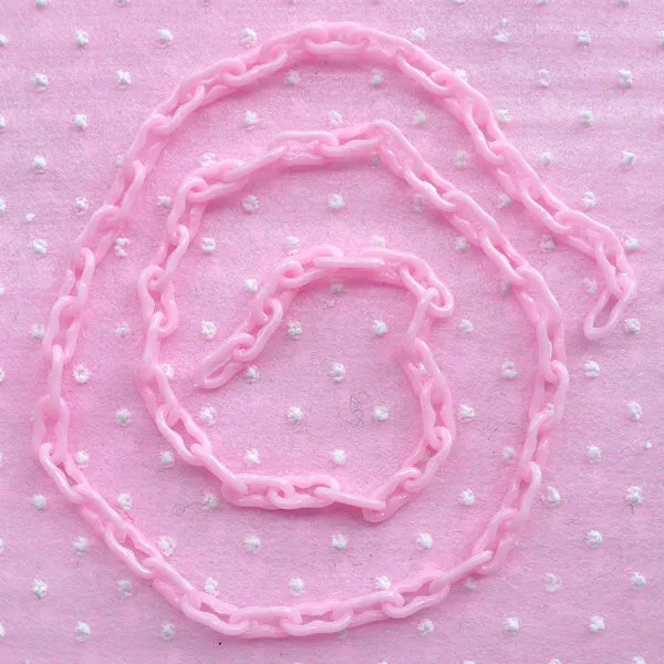 4mm Plastic Chain (Light Pink) (40cm or 15 inches / 2 pcs) Kawaii Kitsch Retro Decoden Embellishment Keychain Bracelet Necklace Link F240