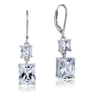 8 Carat Princess Cut Created Zirconia Dangle Drop 925 Sterling Silver Earrings MXFE8095