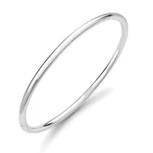 9ct White Gold Bangle, Women's Hinged Solid Grace, 3mm, 16.70g, Gift Box Included