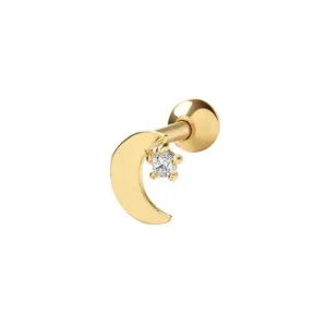 9ct Yellow Gold Moon Cartilage 6mm Post Stud ES1946