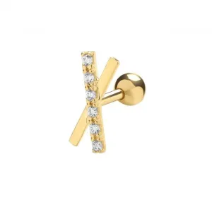 9ct Yellow Gold Zirconia X Shape Cartilage 6mm Post Stud ES989