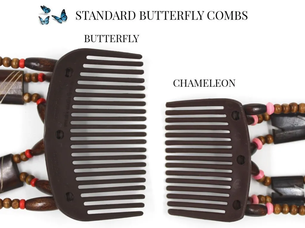 African Butterfly Chameleon Hair Comb - Stones & Bones Black 22