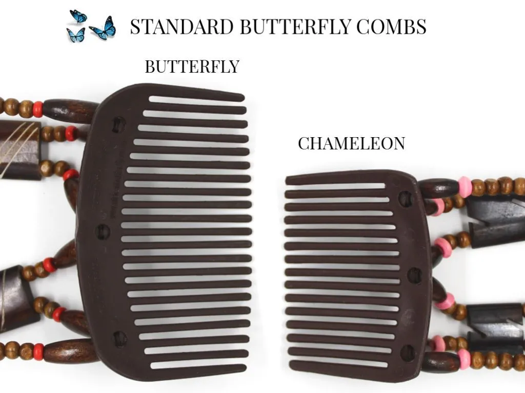 African Butterfly Hair Comb - Beada Black 116