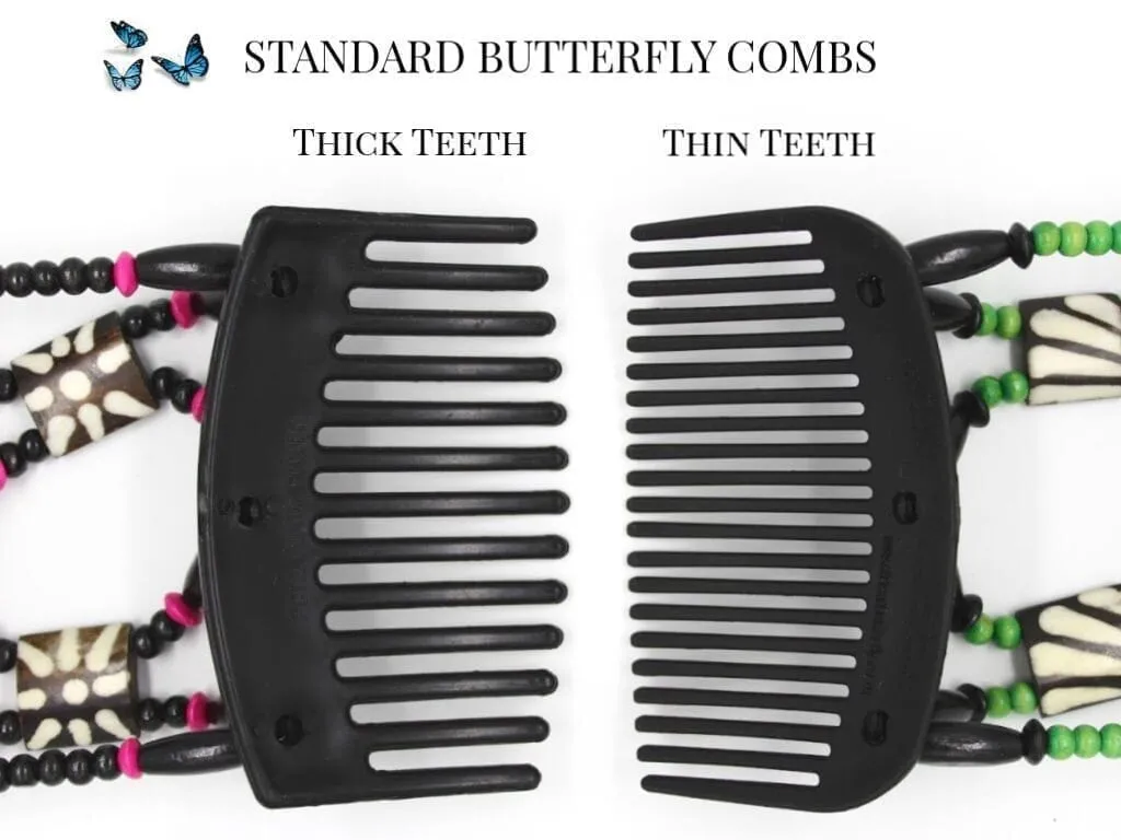 African Butterfly Thick Hair Comb - Gemstone Brown 70