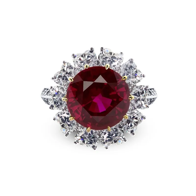 Anastasia Ruby Ring White Gold Plated